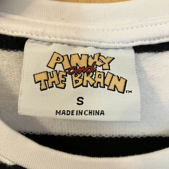Pinky and The Brain Mens Embroidered Striped Shirt Size Small White Black AN EXC - Picture 11 of 11